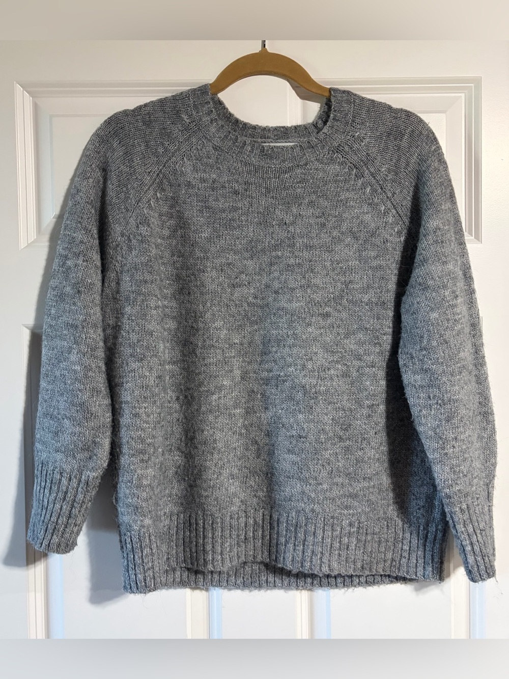 Old Navy Cozy Crewneck Raglan Sweater Women Heather Gray Knit Pullover Size XS